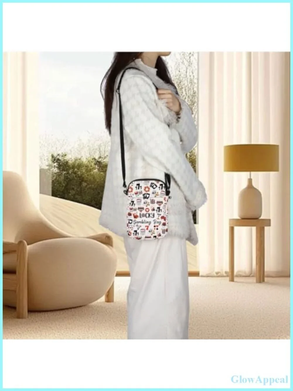 Waterproof Polyester Messenger Crossbody Bag Gambling Gift Poker